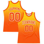Custom Yellow Orange-White Fade Fashion Round Neck Sublimation Basketball Suit Jersey