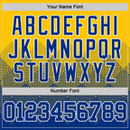 Custom Yellow Royal-White Gradient Square Shapes Round Neck Sublimation Basketball Suit Jersey