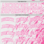 Custom White Pink Splash Round Neck Sublimation Basketball Suit Jersey