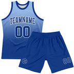 Custom Light Blue Royal-White Fade Fashion Round Neck Sublimation Basketball Suit Jersey