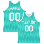 Custom Aqua White Wave Round Neck Sublimation Basketball Suit Jersey
