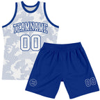 Custom White Royal Curve Lines Round Neck Sublimation Basketball Suit Jersey
