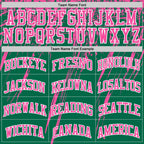 Custom Kelly Green Pink-White Splash Round Neck Sublimation Basketball Suit Jersey