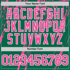 Custom Kelly Green Pink-White Splash Round Neck Sublimation Basketball Suit Jersey