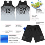 Custom Black Silver Gradient Square Shapes Round Neck Sublimation Basketball Suit Jersey