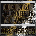 Custom Black Old Gold-White Splash Round Neck Sublimation Basketball Suit Jersey