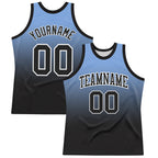Custom Powder Blue Black-White Fade Fashion Round Neck Sublimation Basketball Suit Jersey