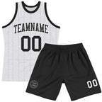 Custom Gray Black-White Line Round Neck Sublimation Basketball Suit Jersey