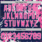 Custom Navy Pink-White Fluid Art Round Neck Sublimation Basketball Suit Jersey