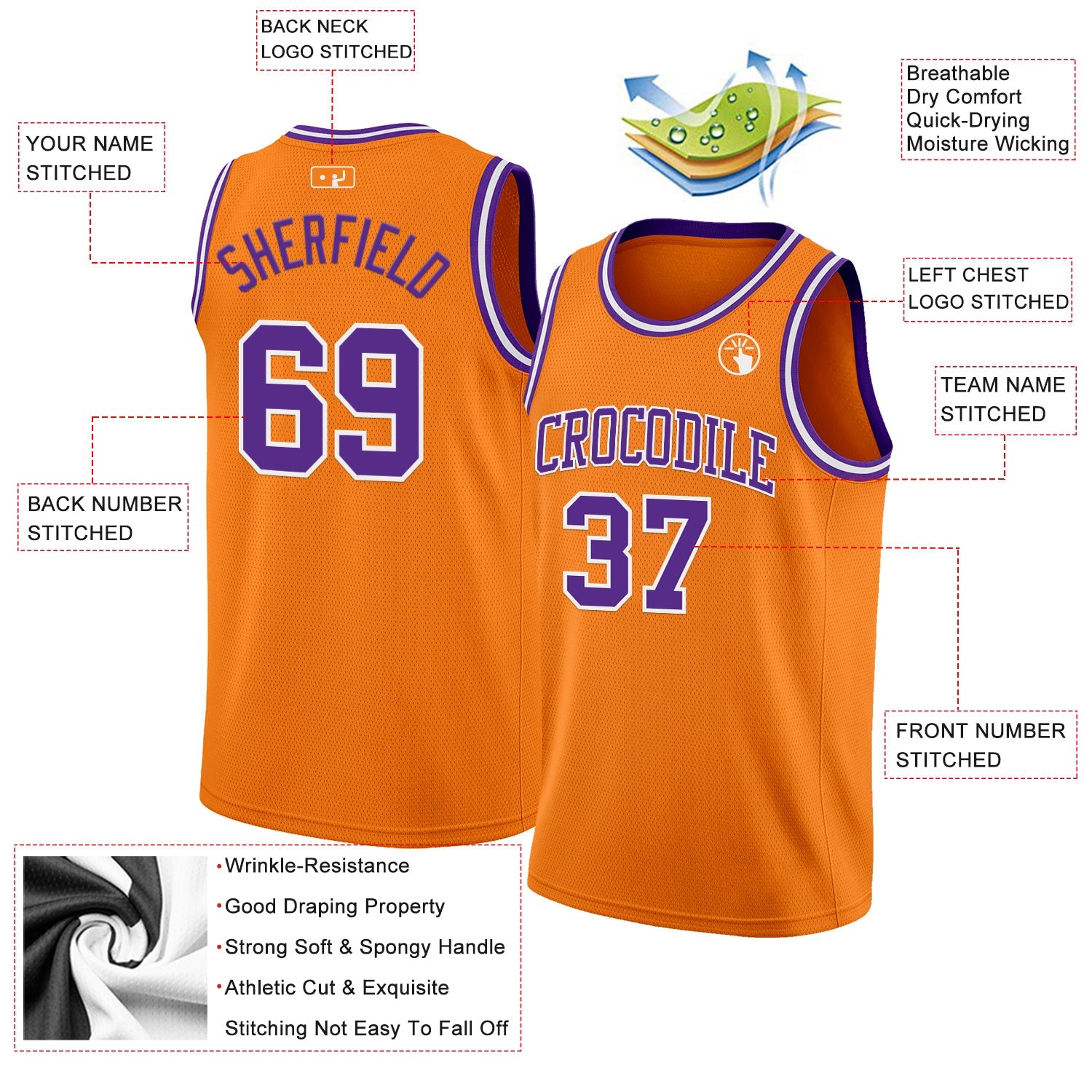 Custom Bay Orange Purple-White Authentic Basketball Jersey