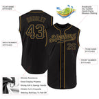 Custom Black Black-Old Gold Authentic Sleeveless Baseball Jersey