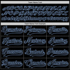 Custom Black Light Blue Hockey Lace Neck Jersey