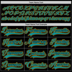 Custom Black Teal-Yellow Hockey Lace Neck Jersey