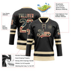 Custom Black Vintage USA Flag-Cream Hockey Lace Neck Jersey