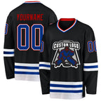 Custom Black Royal-Red Hockey Jersey