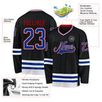 Custom Black Royal-Red Hockey Jersey