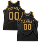 Custom Black Old Gold Pinstripe Old Gold Authentic Basketball Jersey