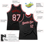 Custom Black Gray-Red Authentic Throwback Basketball Jersey