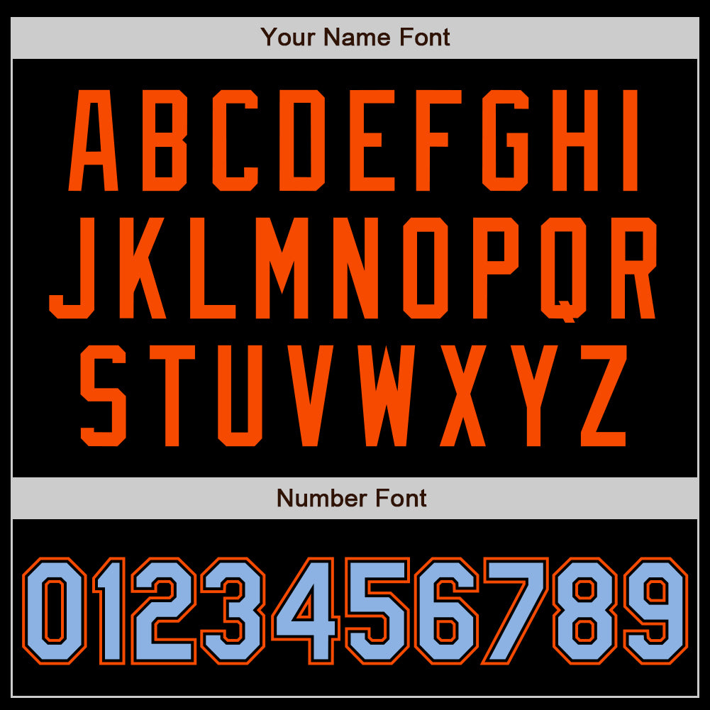 Custom Black Light Blue-Orange Authentic Baseball Jersey