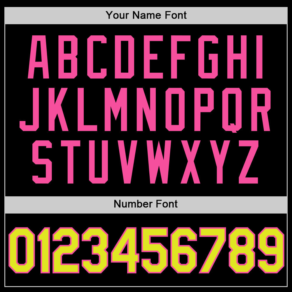 Custom Black Neon Yellow-Pink Authentic Basketball Jersey