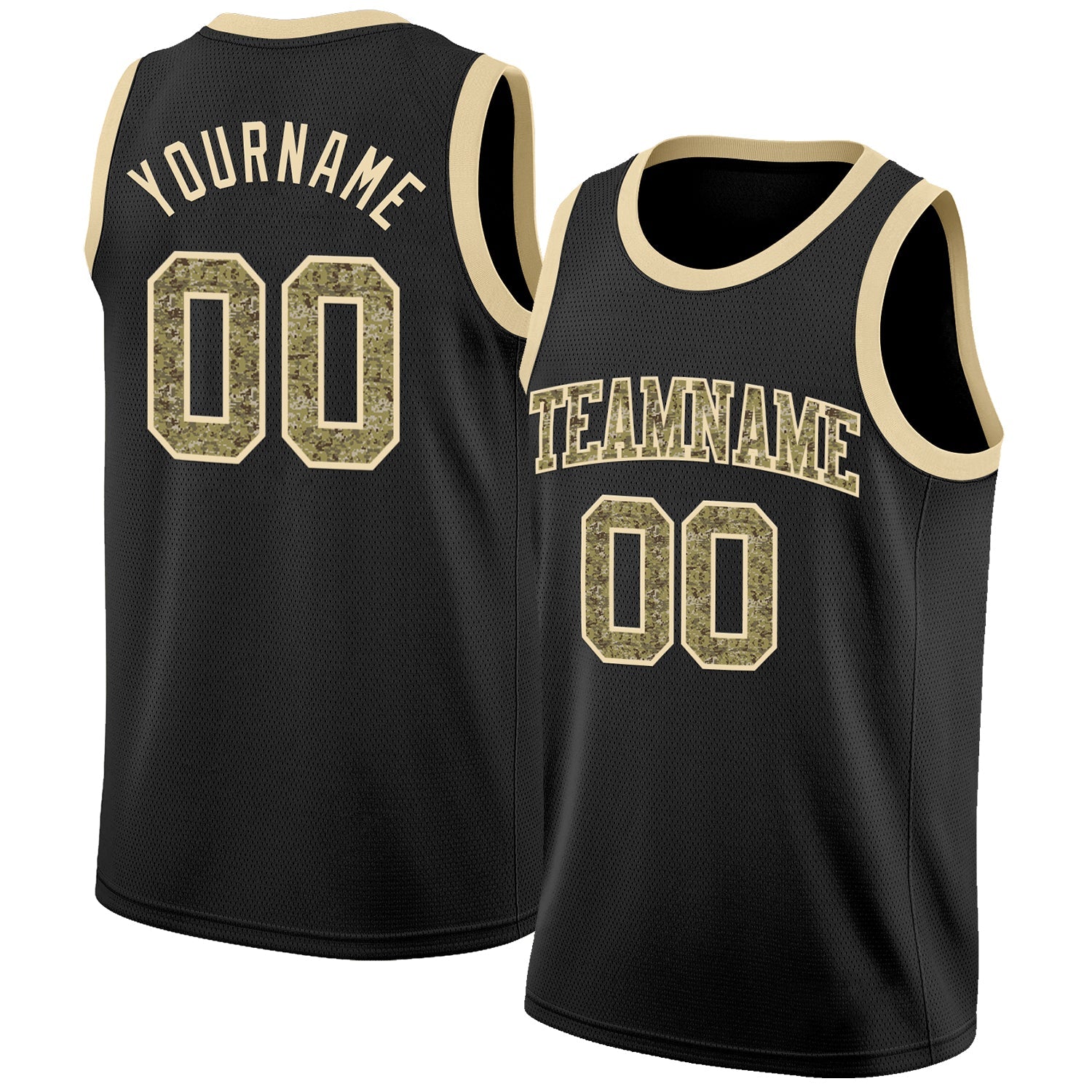 Custom Black Camo-Cream Authentic Basketball Jersey