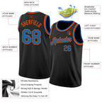 Custom Black Blue-Orange Authentic Basketball Jersey