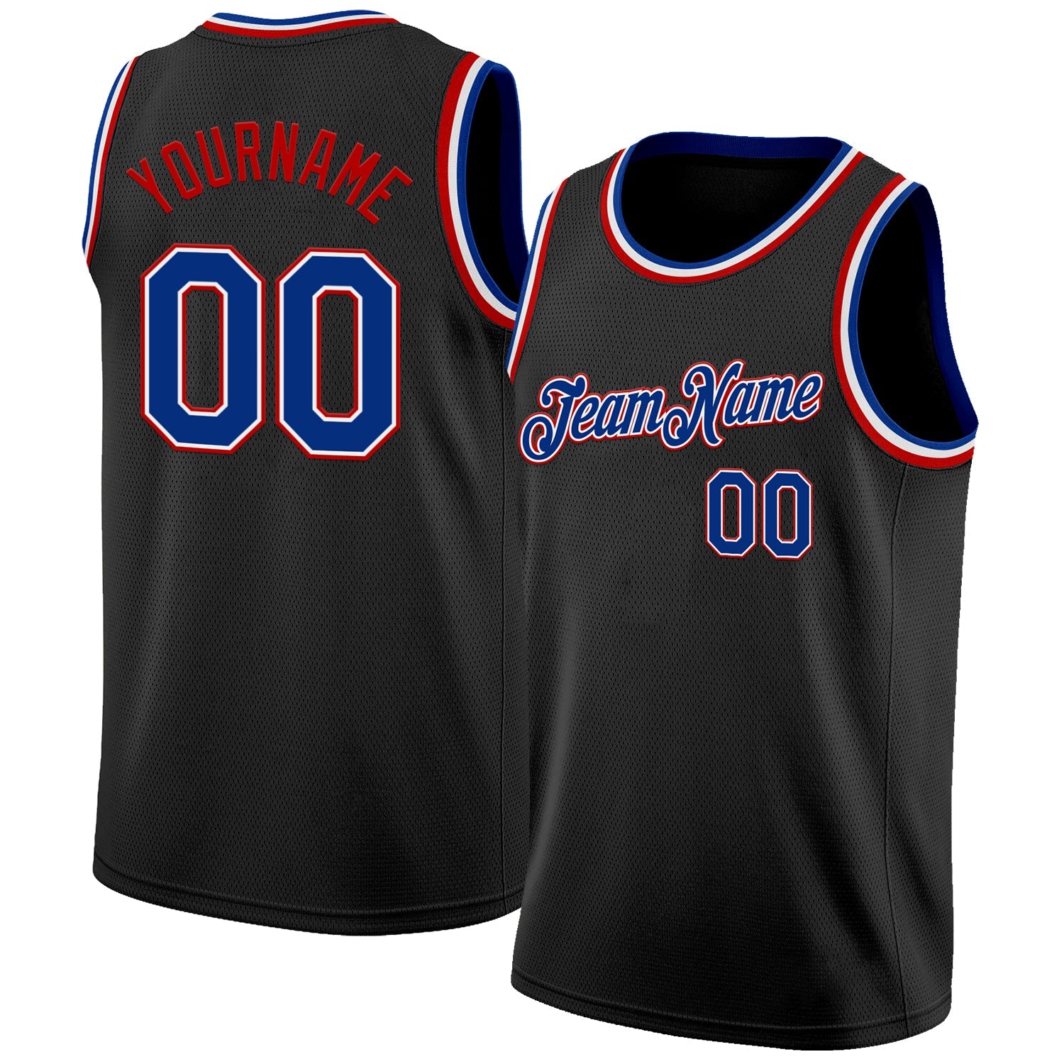 Custom Black Royal White-Red Authentic Basketball Jersey