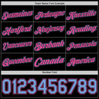 Custom Black Light Blue-Pink Authentic Basketball Jersey