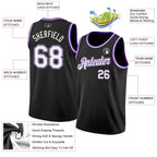 Custom Black White Purple-Gray Authentic Basketball Jersey