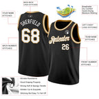 Custom Black White-Old Gold Authentic Basketball Jersey