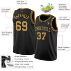 Custom Black Old Gold Authentic Basketball Jersey
