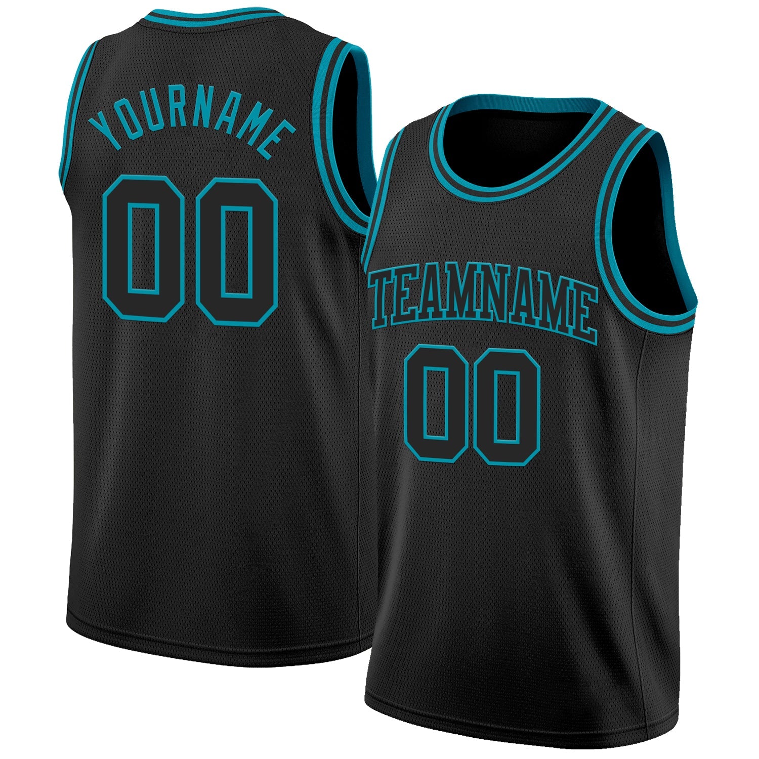 Custom Black Teal Authentic Basketball Jersey