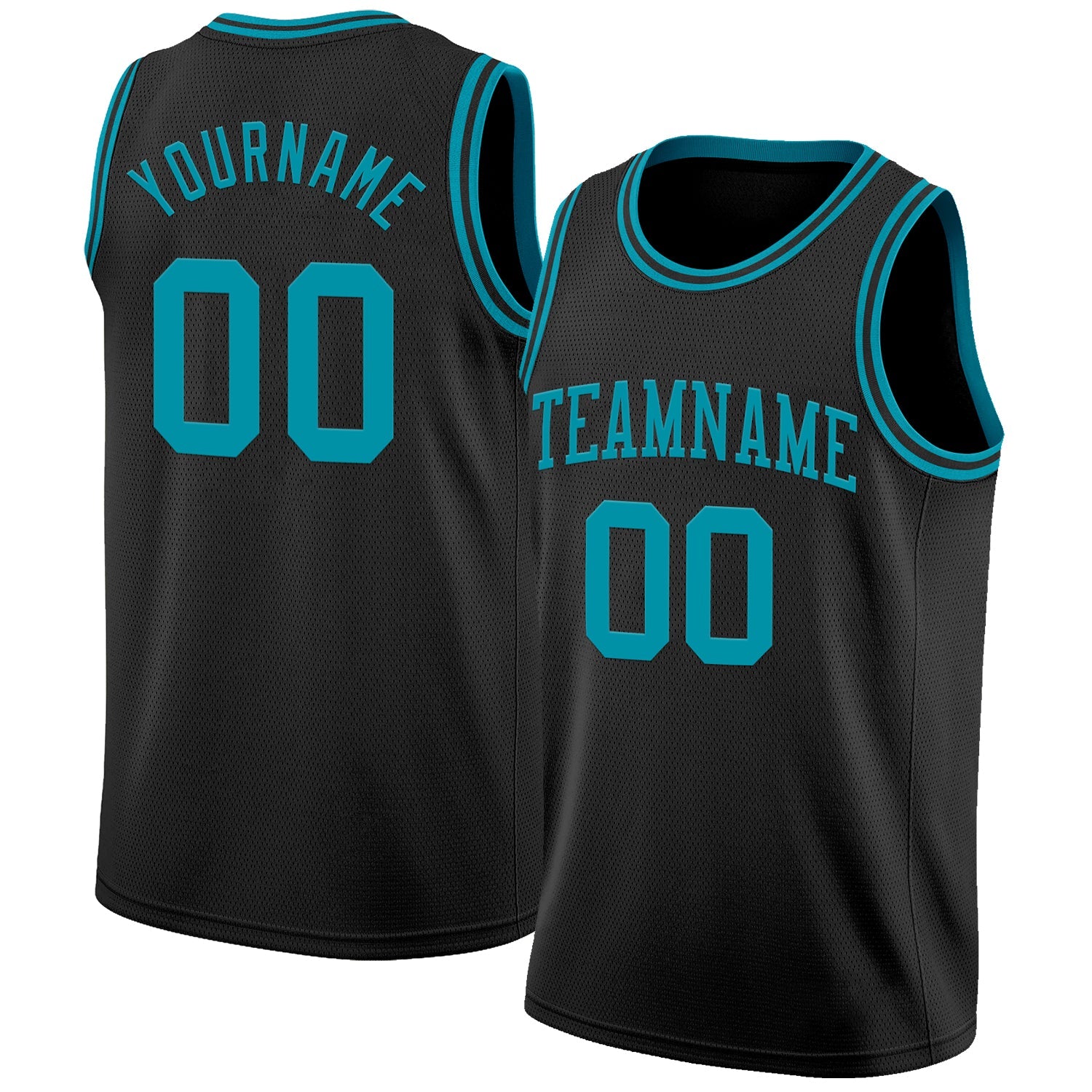 Custom Black Teal Authentic Basketball Jersey