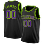 Custom Black Purple-Neon Green Authentic Basketball Jersey