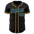 Custom Black Blue-Gold Authentic Baseball Jersey