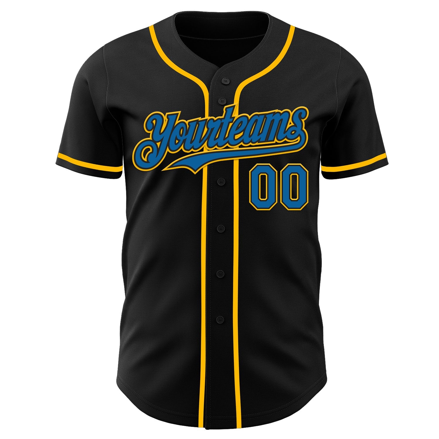 Custom Black Blue-Gold Authentic Baseball Jersey