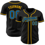 Custom Black Blue-Gold Authentic Baseball Jersey
