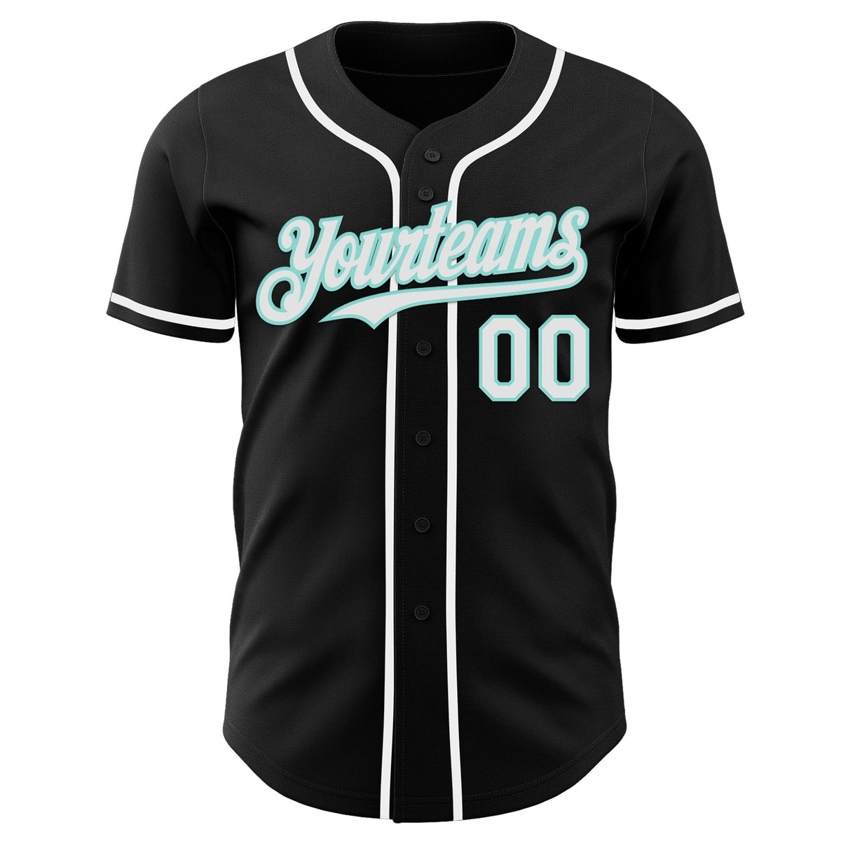 Custom Black White-Ice Blue Authentic Baseball Jersey