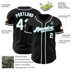 Custom Black White-Ice Blue Authentic Baseball Jersey
