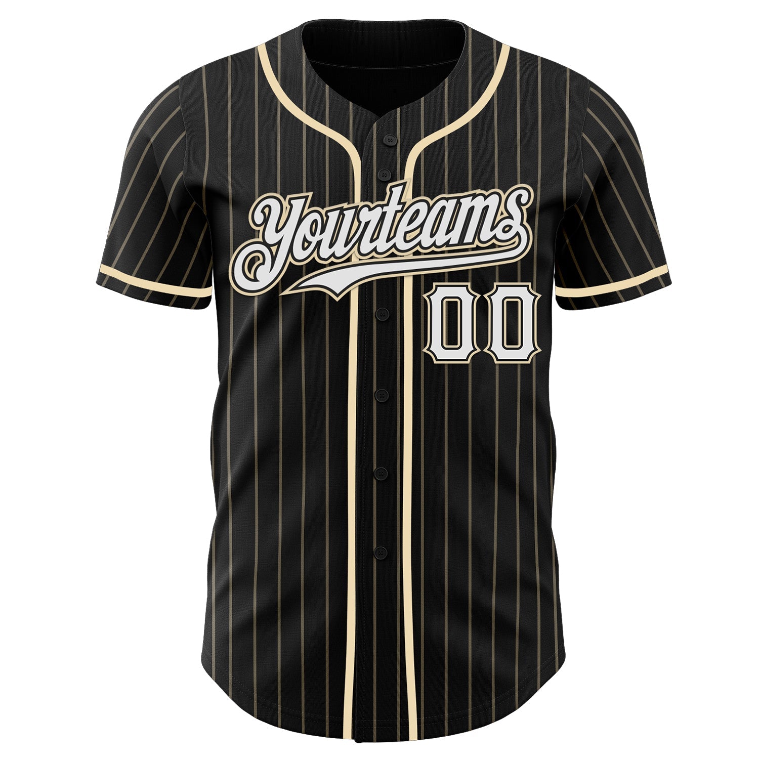 Custom Black Cream Pinstripe White Authentic Baseball Jersey
