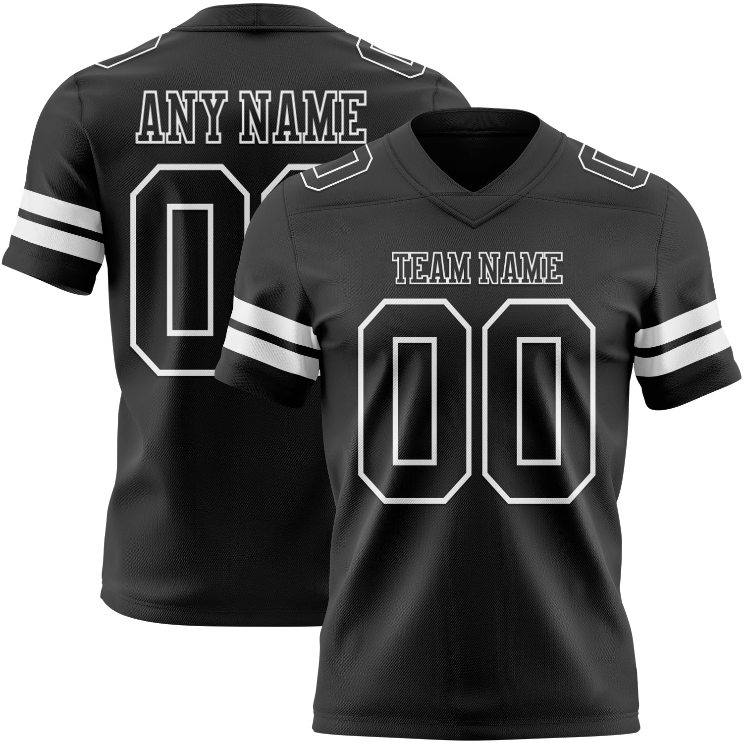Custom Black White Authentic Football Jersey