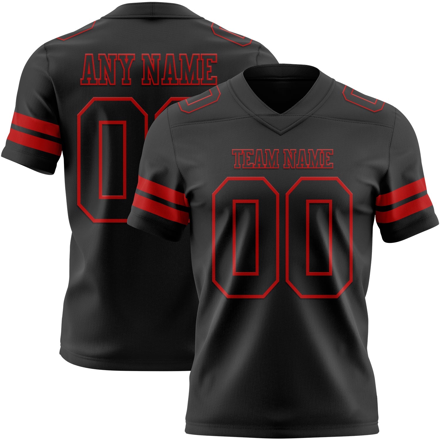 Custom Black Red Authentic Football Jersey