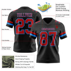 Custom Black Red-Powder Blue Authentic Football Jersey