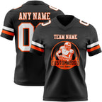 Custom Black White-Orange Authentic Football Jersey