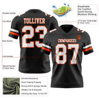 Custom Black White-Orange Authentic Football Jersey
