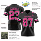 Custom Black Pink-White Authentic Football Jersey