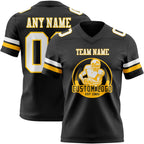 Custom Black White-Gold Authentic Football Jersey