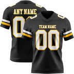 Custom Black White-Gold Authentic Football Jersey