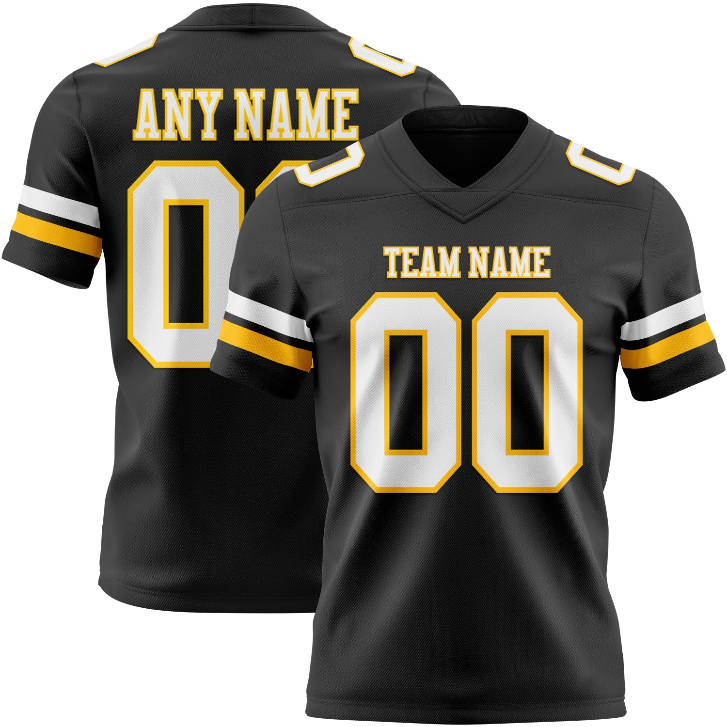 Custom Black White-Gold Authentic Football Jersey