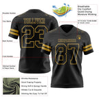 Custom Black Old Gold Authentic Football Jersey
